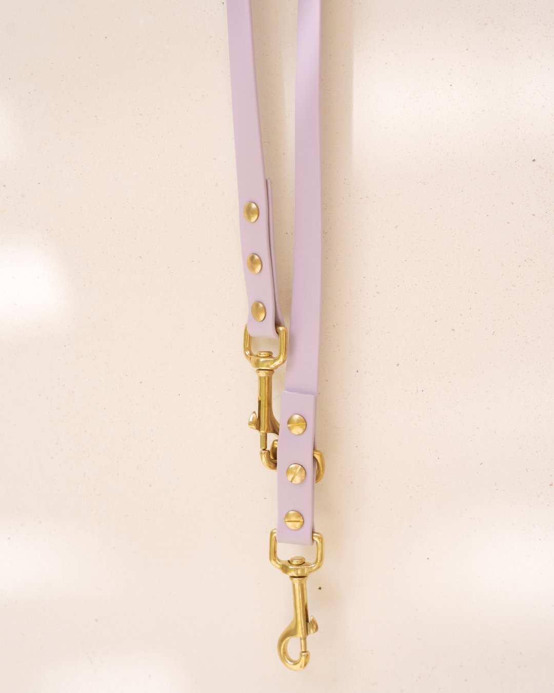 lavender purple dog leash with gold hardware